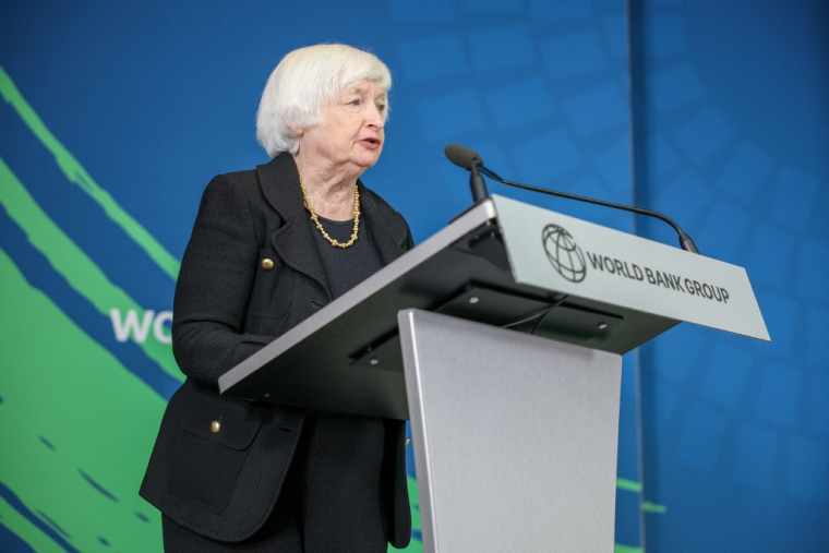 Janet Yellen le 22 octobre 2024 à Washington, DC. ( GETTY IMAGES NORTH AMERICA / TASOS KATOPODIS )