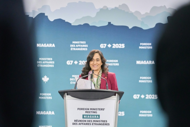 La ministre canadienne Anita Anand à l'ouverture de la rencontre des ministres des Affaires étrangères du G7, le 11 novembre 2025 à Niagara ( AFP / Geoff Robins )