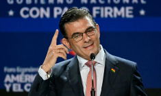 Le président bolivien Rodrigo Paz au Panama le 28 janvier 2026. ( AFP / MARTIN BERNETTI )