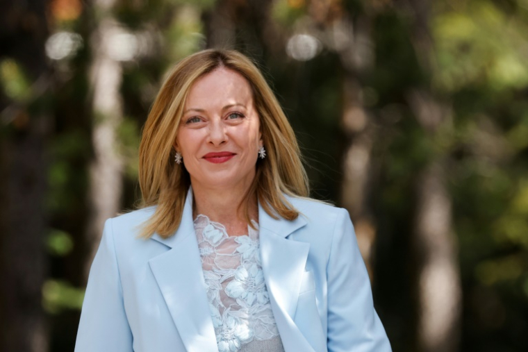 La Première ministre italienne Giorgia Meloni arrive au sommet du G7 à Kananaskis, au Canada, le 16 juin 2025 ( POOL / Ludovic MARIN )