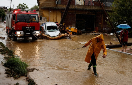 Des dégâts causés par la tempête Daniel à Volos, en Grèce