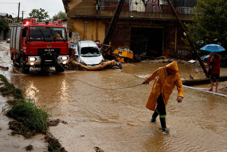 Des dégâts causés par la tempête Daniel à Volos, en Grèce