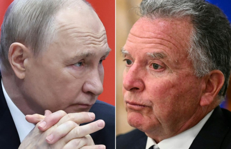 Montage du président russe Vladimir Poutine et de l'émissaire américain Steve Witkoff. ( POOL/AFP / ALEXANDER KAZAKOV )