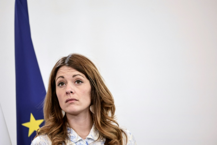 La porte-parole du gouvernement et ministre déléguée à l'Energie Maud Bregeon lors d'une conférence de presse le 21 mai 2026 à Paris ( AFP / STEPHANE DE SAKUTIN )