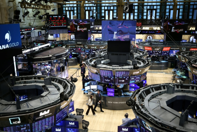 Le parquet de la Bourse de New York, le 7 avril 2026 ( AFP / CHARLY TRIBALLEAU )