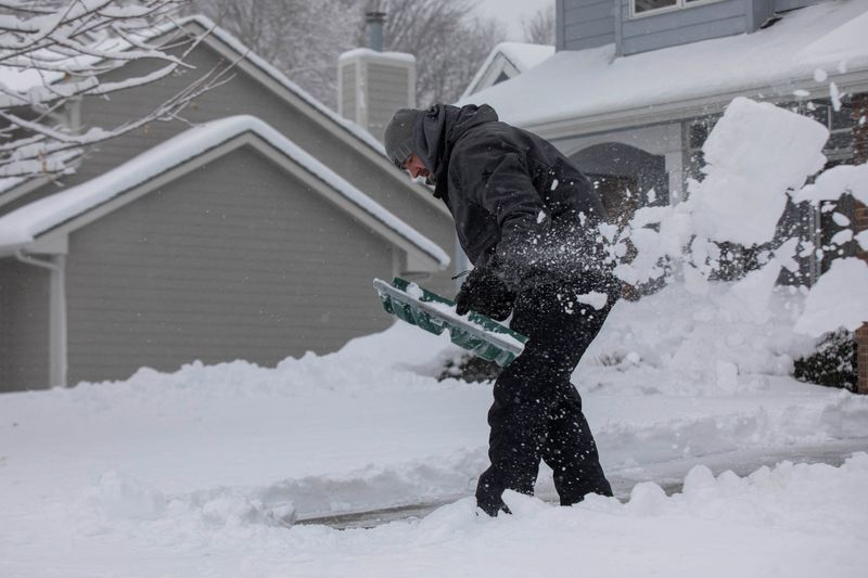 Paysage d'hiver en Iowa après le passage d'une tempête de neige