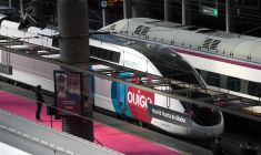Un train Ouigo en gare de Madrid-Atocha, en 2021 (illustration) ( AFP / PIERRE-PHILIPPE MARCOU )