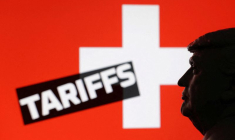 Une illustration du président américain Donald Trump et du drapeau suisse