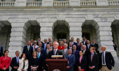 Kevin McCarthy, président de la Chambre des représentants des États-Unis, lors d'un point de presse