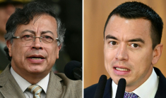 Una combinación de imágenes de los presidentes de Colombia, Gustavo Petro (izq.), el 13 de noviembre de 2025 en Bogotá; y Ecuador, Daniel Noboa, el 18 de agosto de 2025 en Brasilia ( AFP / Raúl Arboleda, Evaristo Sa )