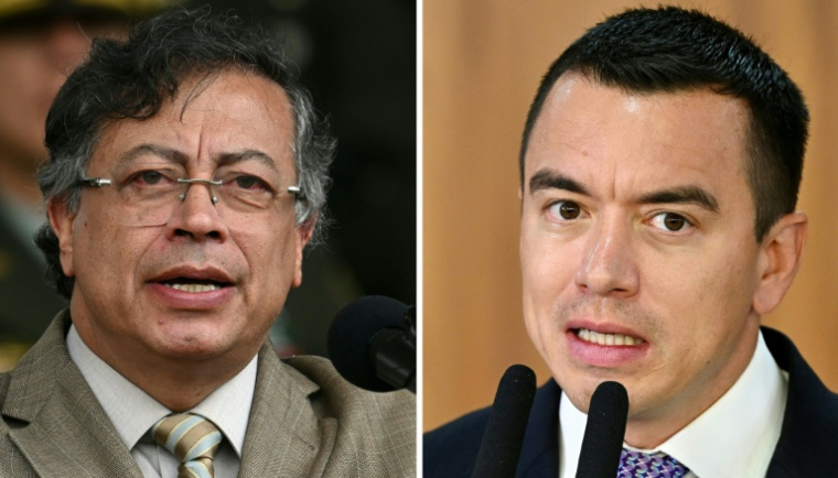 Una combinación de imágenes de los presidentes de Colombia, Gustavo Petro (izq.), el 13 de noviembre de 2025 en Bogotá; y Ecuador, Daniel Noboa, el 18 de agosto de 2025 en Brasilia ( AFP / Raúl Arboleda, Evaristo Sa )
