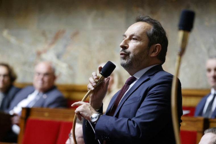 Sébastien Chenu à l'Assemblée nationale, le 29 avril 2025, à Paris ( AFP / Ludovic MARIN )