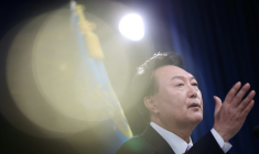 Le président sud-coréen Yoon Suk Yeol lors d'une conférence de presse à Séoul, le 7 novembre 2024 ( POOL / KIM HONG-JI )