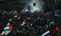 Manifestants propalestiniens à Rome, le 4 octobre 2025. ( AFP / Filippo MONTEFORTE )