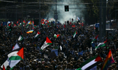 Manifestants propalestiniens à Rome, le 4 octobre 2025. ( AFP / Filippo MONTEFORTE )