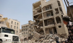 A view shows the aftermath of an Israeli strike on a building on Monday, after the ceasefire between Israel and Iran, in Tehran