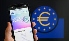 L'euro numérique, présenté comme une alternative européenne aux américains Visa et Mastercard pour les paiements électroniques, devrait franchir mardi une étape cruciale au Parlement européen ( AFP / Nicolas TUCAT )