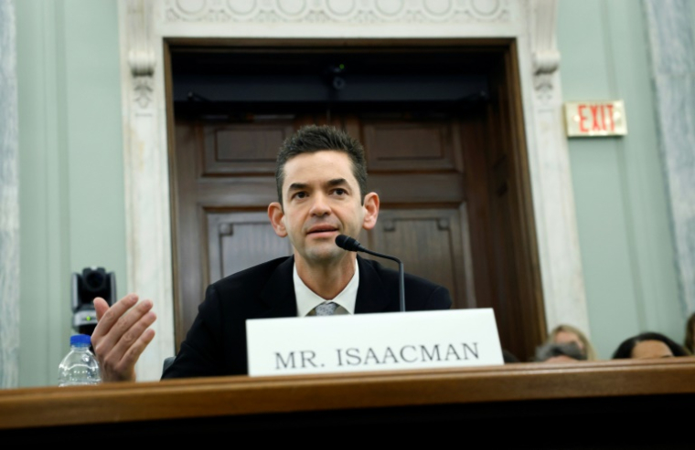 Jared Isaacman, candidat du président américain Donald Trump au poste d'administrateur de la Nasa, lors d'une audition de confirmation de la commission sénatoriale du commerce, des sciences et des transports au Capitole, le 9 avril 2025 à Washington ( GETTY IMAGES NORTH AMERICA / Kevin Dietsch )