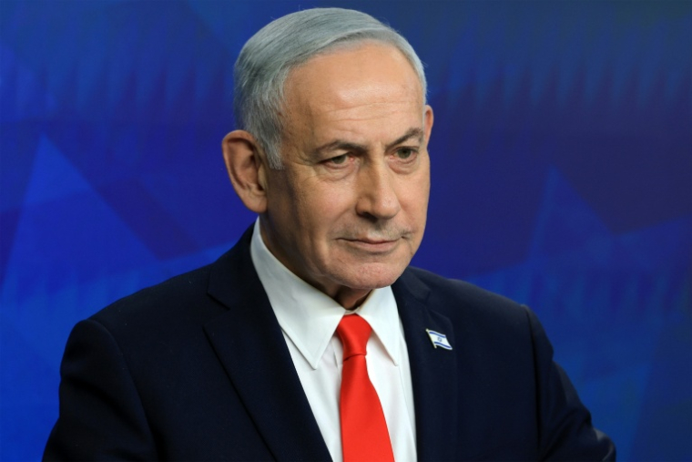Le Premier ministre israélien Benjamin Netanyahu tient une conférence de presse à Jérusalem, le 15 juin 2026 ( POOL / RONEN ZVULUN )