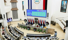Photo publiée par l'Assemblée nationale du Nicaragua montrant les parlementaires assistant à un débat sur une réforme constitutionnelle proposée par le président Daniel Ortega à Managua, le 28 juillet 2026 ( Assemblée nationale du Nicaragua / ASAMBLEA GENERAL DE NICARAGUA )