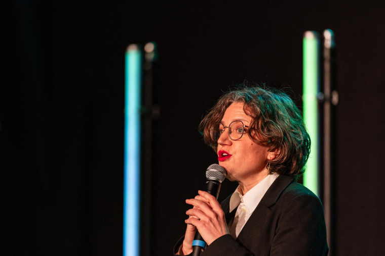 Marie Toussaint à Villeneuve-d'Ascq, le 20 janvier 2024. ( AFP / SAMEER AL-DOUMY )