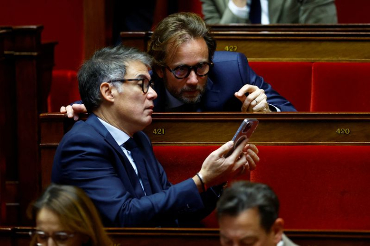 Olivier Faure, Premier secrétaire du PS et Boris Vallaud, président du groupe parlementaire Socialistes et apparentés, à l'Assemblée nationale