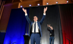 Le ministre de l'Intérieur Bruno Retailleau lors d'un meeting à Nimes, le 16 mai 2025 ( AFP / Sylvain THOMAS  )