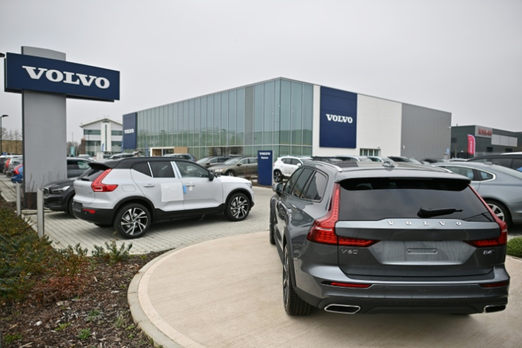 Une concession Volvo à Reading, à l'ouest de Londres, le 2 mars 2021 ( AFP / Ben STANSALL )
