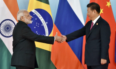 Narendra Modi et Xi Jinping, à Xiamen, en 2017 ( POOL/AFP / KENZABURO FUKUHARA )