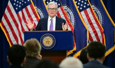Le président de la Fed Jerome Powell, lors de la conférence de presse ayant suivi la réunion de l'institution, le 29 octobre 2025 à Washington ( AFP / Jim WATSON )