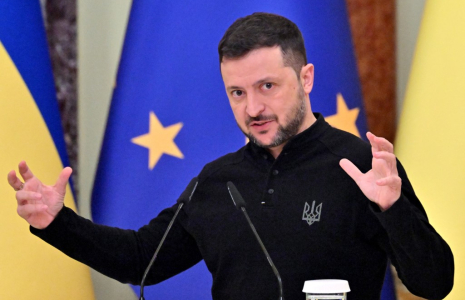 Volodymyr Zelensky à Kiev, en Ukraine, le 1er décembre 2024. ( AFP / SERGEI SUPINSKY )