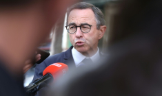 Le président du parti Les Républicains (LR) et candidat à la présidentielle, Bruno Retailleau, à Paris le 18 septembre 2026 ( AFP / Kenzo TRIBOUILLARD )