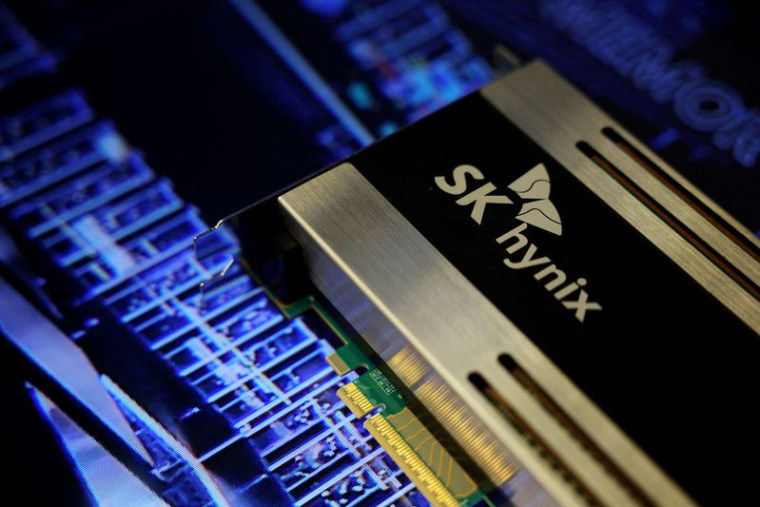 Le logo de SK Hynix sur l'un de ses produits