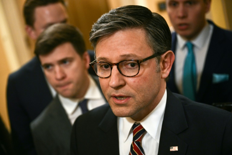 Le président républicain de la Chambre américaine des représentants, Mike Johnson, le 8 avril 2025 à Washington ( AFP / Brendan SMIALOWSKI )