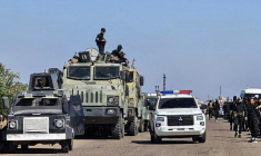 Une photo publiée par l'agence de presse officielle syrienne SANA montre le déploiement des forces syriennes à Soueuida, dans le sud de la Syrie, le 14 juillet 2025 ( SANA / - )