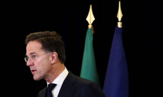 Le secrétaire général de l'Otan Mark Rutte lors d'une conférence de presse à Lisbonne