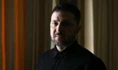 Le président ukrainien Volodymyr Zelensky lors d'un entretien avec l'AFP à Kiev, le 20 février 2026 ( AFP / Genya SAVILOV )