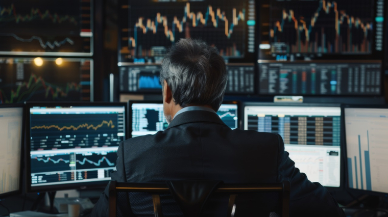 Un trader vu de dos (Crédits: Adobe Stock)