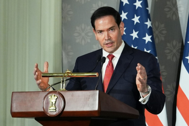 Marco Rubio, lors d'une conférence de presse à New Delhi, le 24 mai 2026. ( POOL / Julia Demaree Nikhinson )