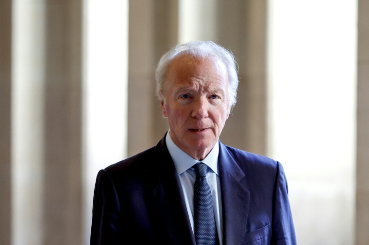 L'ancien ministre de l'Intérieur, Brice Hortefeux, au Palais de Justice de Paris, le 26 mai 2026 lors du procès en appel de l'ancien président Nicolas Sarkozy et de ses neuf coaccusés, dans l'affaire du financement libyen de sa campagne électorale de 2007 ( AFP / SIMON WOHLFAHRT )