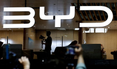 Le logo du constructeur chinois de véhicules électriques BYD