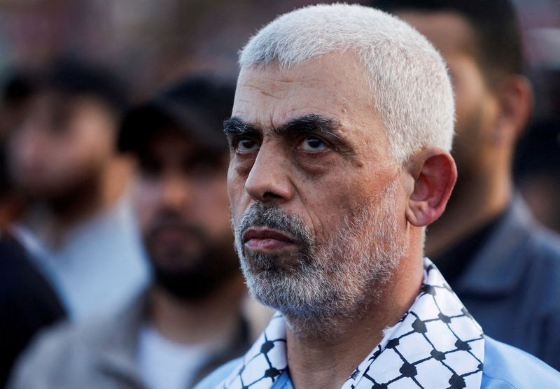 Yahya Sinwar lors d'une manifestation à Gaza-ville