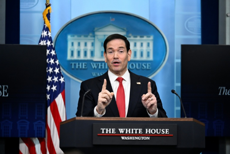 Le secrétaire d'Etat américain Marco Rubio lors d'un point presse à la Maison Blanche, le 5 mai 2026 à Washington ( AFP / Kent NISHIMURA )