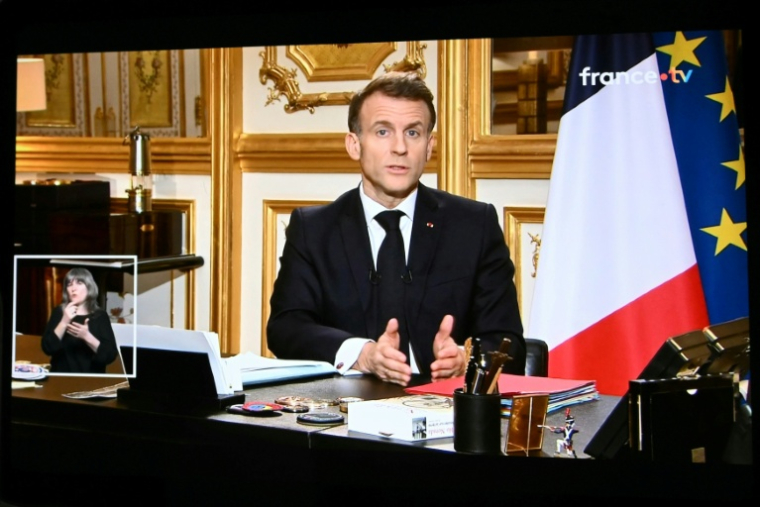 Allocution télévisée du président Emmanuel Macron le 3 mars 2026 ( AFP / SEBASTIEN BOZON )