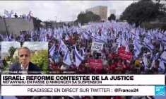 Israël : réforme contestée de la justice, Netanyahu en passe d'annoncer sa suspension