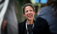 La fondatrice et PDG de The Exploration Company (TEC) Hélène Huby, lors du sommet international sur l'Espace, le 10 septembre 2026 à Paris ( AFP / Lou BENOIST )