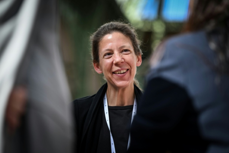 La fondatrice et PDG de The Exploration Company (TEC) Hélène Huby, lors du sommet international sur l'Espace, le 10 septembre 2026 à Paris ( AFP / Lou BENOIST )