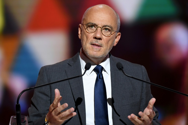 L'ex-patron d'Orange Stéphane Richard à Paris le 19 mai 2022 ( AFP / Eric PIERMONT )