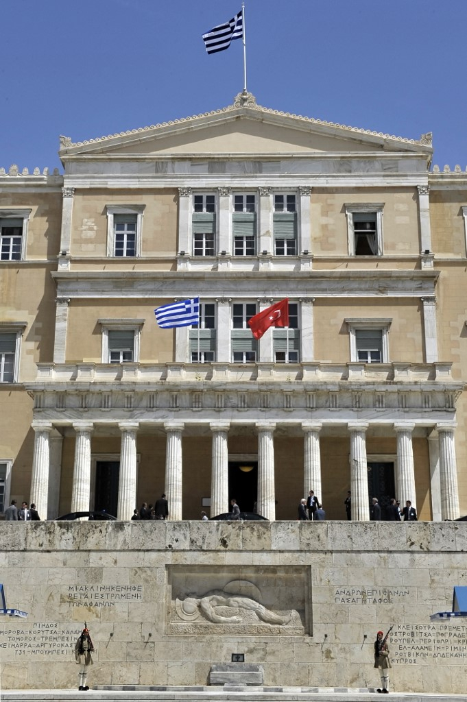 Les drapeaux grecs et turcs. (illustration) ( AFP / LOUISA GOULIAMAKI )