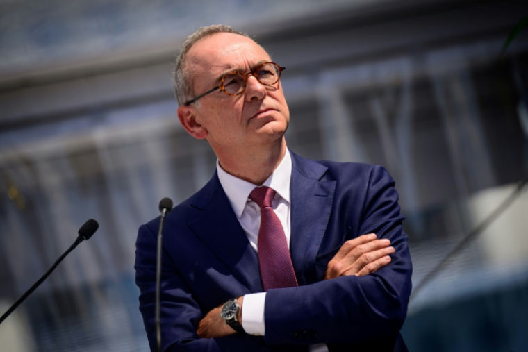 Xavier Piechaczyk, le 2 mai 2024 à Saint Nazaire aux Chantiers de l'Atlantique, en Loire-Atlantique ( AFP / LOIC VENANCE )